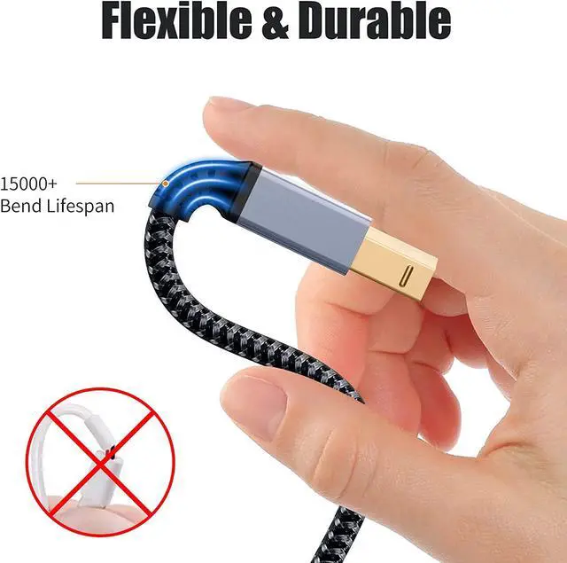 Alt view image 3 of 7 - Printer Cable 20 Feet USB Printer Cable USB 2.0 Type A Male to B Male Cable Scanner Cord High Speed Compatible with HP Canon Dell Epson Lexmark Xerox Samsung and More