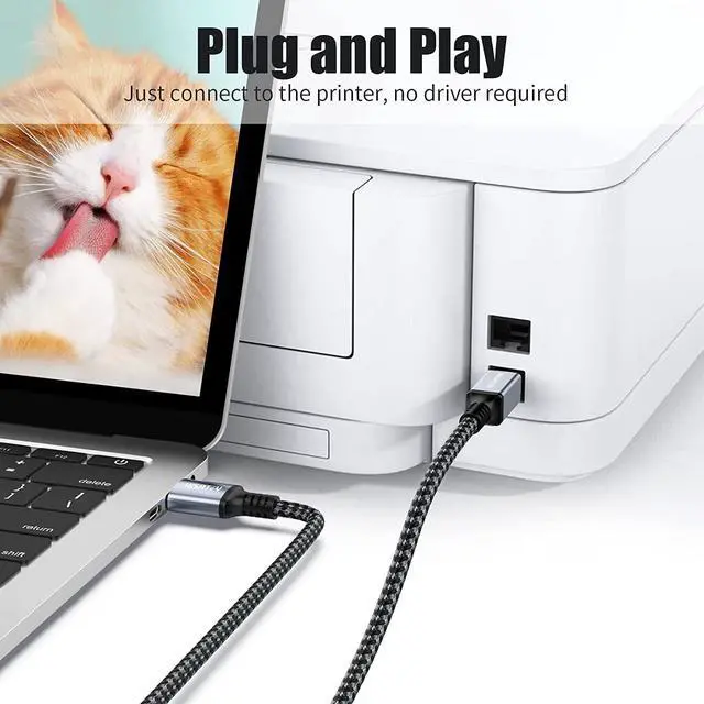 Alt view image 5 of 7 - Printer Cable 20 Feet USB Printer Cable USB 2.0 Type A Male to B Male Cable Scanner Cord High Speed Compatible with HP Canon Dell Epson Lexmark Xerox Samsung and More