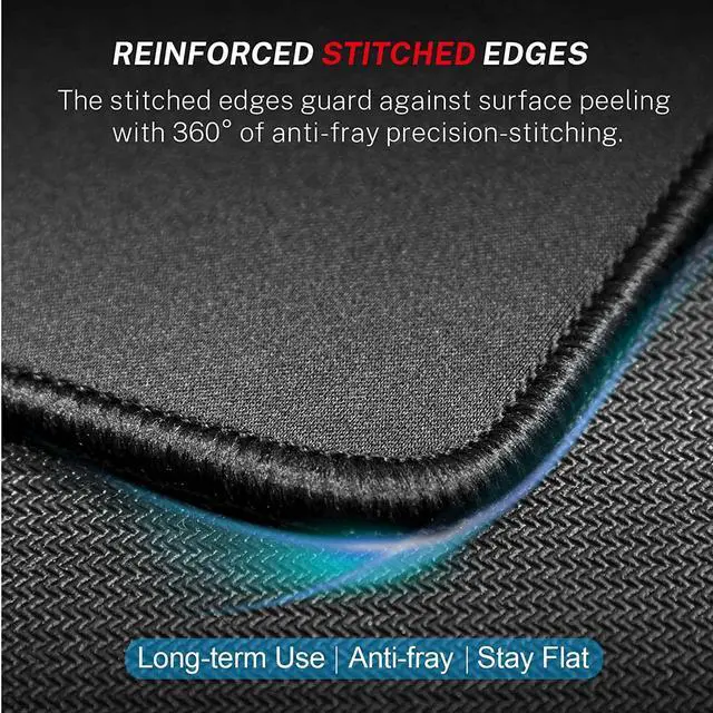 Alt view image 3 of 7 - Mouse Pad [30% Larger] with Stitched Edges 3 Pack Premium-Textured & Waterproof Mousepad Bulk with Non-Slip Rubber Base for Computers Laptop PC Office & Home 8.5 x 11 x 0.12 in Black