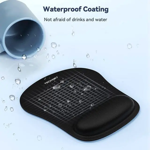 Alt view image 4 of 7 - TECKNET 2 Pack Mouse Pad with Wrist Support, Ergonomic Gaming Mouse Pad Pain Relief, Portable Comfortable Mousepad for Computer, Laptop, Office, Home Non-Slip Base, Waterproof Surface - Black