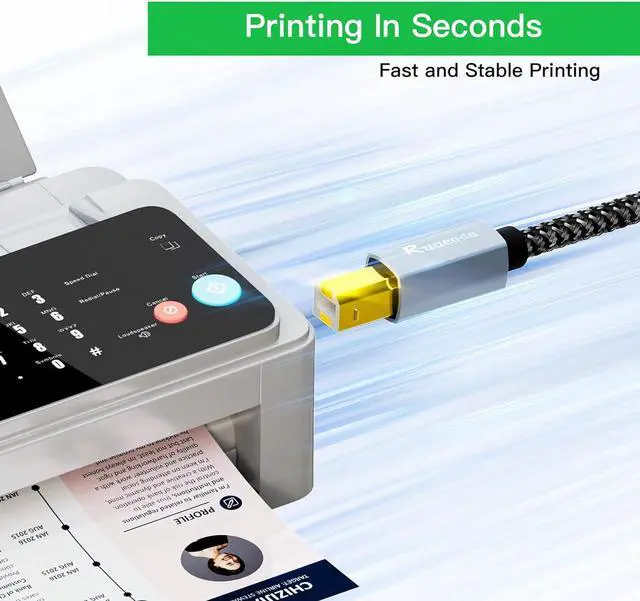 Alt view image 3 of 7 - Printer Cable 50 ft Long USB Printer Cable Cord USB 2.0 Type A Male to B Male Printer Scanner USB B Cable Compatible with HP Canon Epson Lexmark Dell Xerox Samsung Etc 15 Meter - Gen3