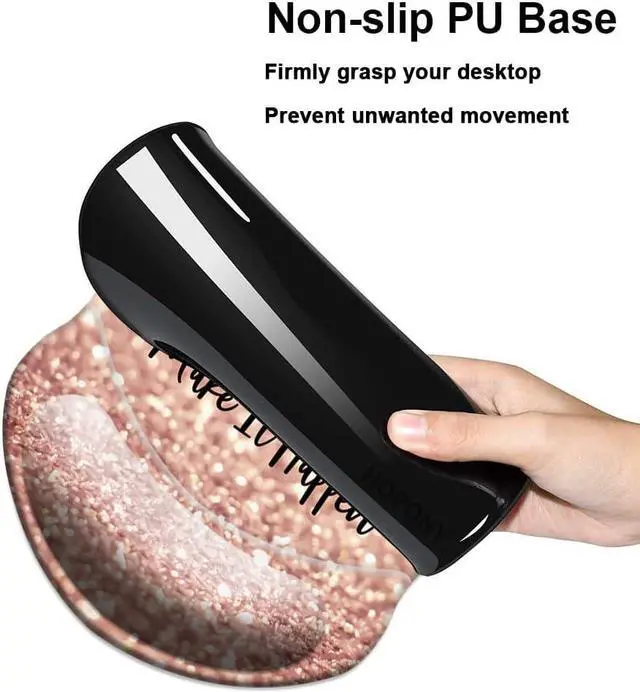 Alt view image 4 of 6 - Mouse Pad with Wrist Support Non Slip Mousepad Wrist Rest for Office Computer Laptop & Mac- Durable & Comfortable & Lightweight Ergonomic Support Mouse Mat Glitter Quote