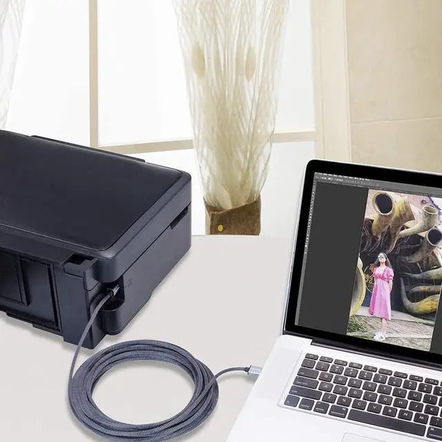 Alt view image 2 of 6 - Printer Cable 3ft USB 2.0 Type A Male to B Male Braid Cables Scanner Cord High Speed USB Printer Cable Compatible with and More