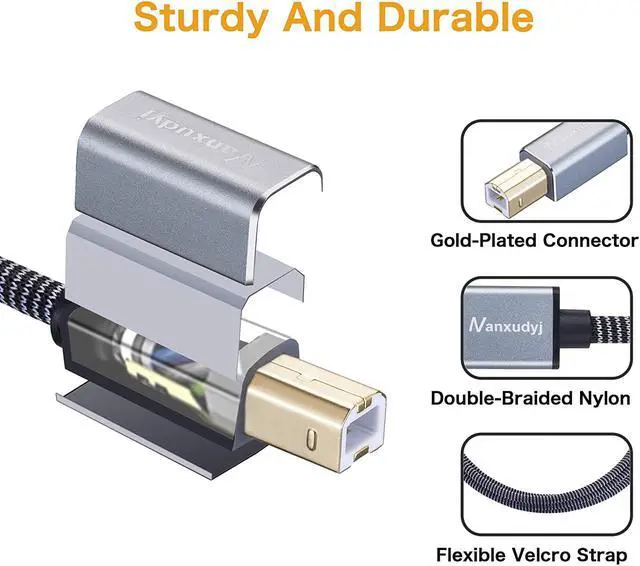 Alt view image 5 of 6 - Printer Cable 3ft USB 2.0 Type A Male to B Male Braid Cables Scanner Cord High Speed USB Printer Cable Compatible with and More