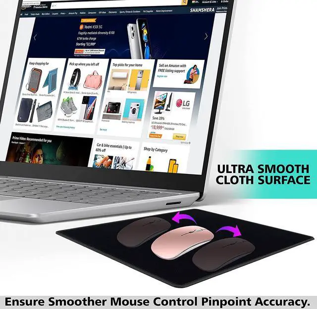 Alt view image 6 of 7 - 10 Pack 2mm Mouse Pad with Stitched Edges Non-Slip Rubber Base Premium-Textured and Waterproof Mousepads Bulk Mouse Pad for Computers Laptop Office & Home 8.66 x 7.1 inch