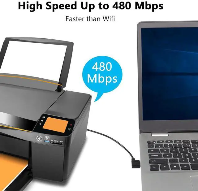 Alt view image 4 of 6 - 90 Degree USB 2.0 Type A to B Cable, 1ft Left Angle Right Angle Printer Scanner Cable