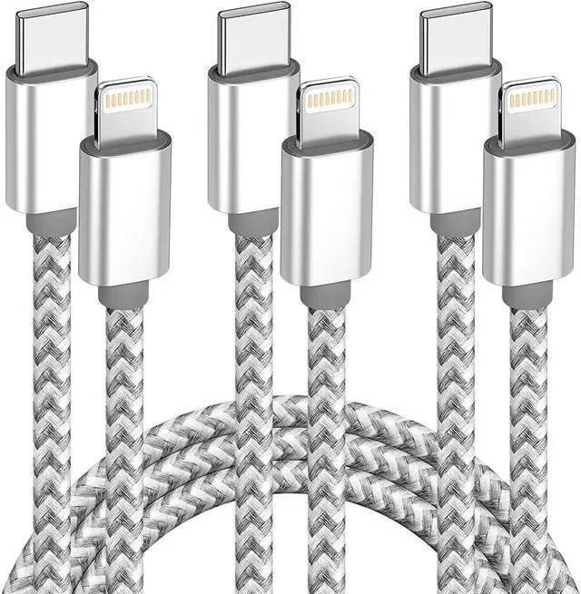 Main image of USB C to Lightning Cable 3Pack 6 FT  MFi Certified iPhone Fast Charger Type c to Lightning Cable Nylon Braided iPhone Cord for iPhone 13 12 11 Pro Max Xr Xs 8 7 6 Plus and More