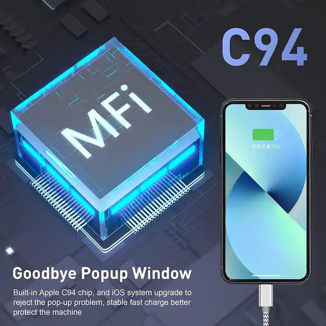 Alt view image 3 of 7 - USB C to Lightning Cable 3Pack 6 FT  MFi Certified iPhone Fast Charger Type c to Lightning Cable Nylon Braided iPhone Cord for iPhone 13 12 11 Pro Max Xr Xs 8 7 6 Plus and More