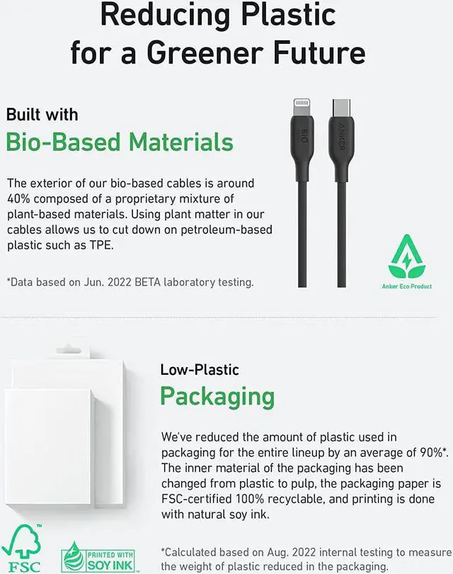 Alt view image 3 of 6 - USB C to Lightning Cable[6FT] MFi Certified Bio-Based Charging Cord for iPhone 14 Series and More(USB 2.0 Black)