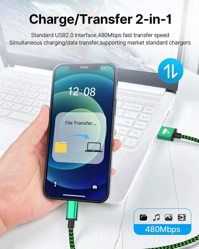 Alt view image 5 of 7 - Aioneus iPhone Charger Cord 3ft 3Pack MFi Certified Lightning Cable Fast Charging Nylon Braided Phone Charger Cable Compatible with iPhone 14 13 Pro 12 Pro 11 Pro Xs Max Xr 8 7Plus SE
