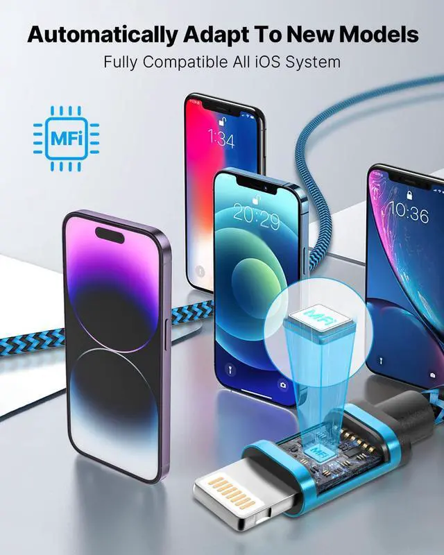 Alt view image 2 of 7 - Aioneus iPhone Charger Cord 3ft 3Pack MFi Certified Lightning Cable Fast Charging Nylon Braided Phone Charger Cable Compatible with iPhone 14 13 Pro 12 Pro 11 Pro Xs Max Xr 8 7Plus SE
