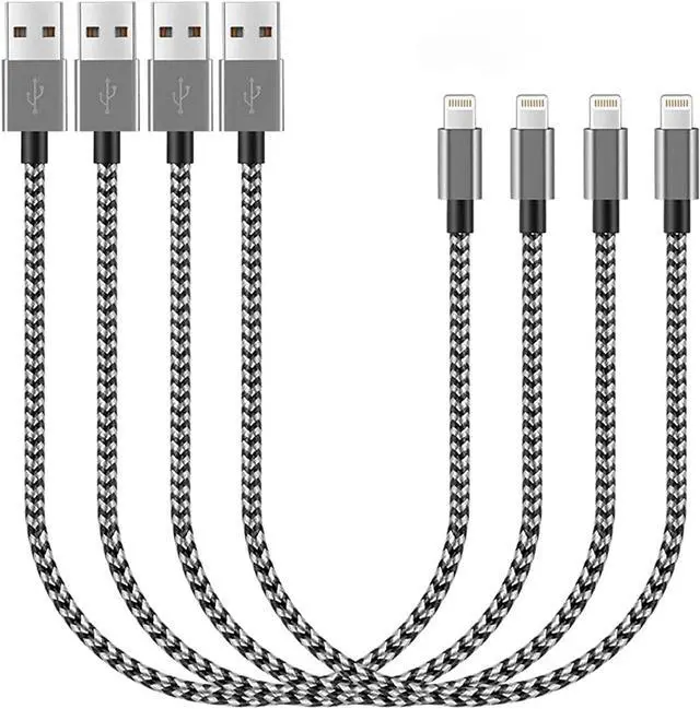 Main image of Short i-Phone Charger Cable 4Pack 1FT USB A to Lightning Cable Braided Fast Charging for iPhone 14 13 12 11 Pro Max/XS XR Max 8 7 6 Plus/ Pad for Car