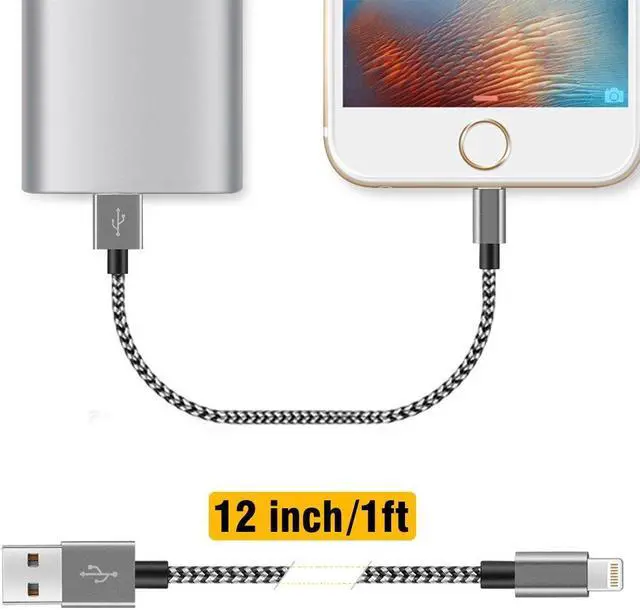 Alt view image 6 of 7 - Short i-Phone Charger Cable 4Pack 1FT USB A to Lightning Cable Braided Fast Charging for iPhone 14 13 12 11 Pro Max/XS XR Max 8 7 6 Plus/ Pad for Car