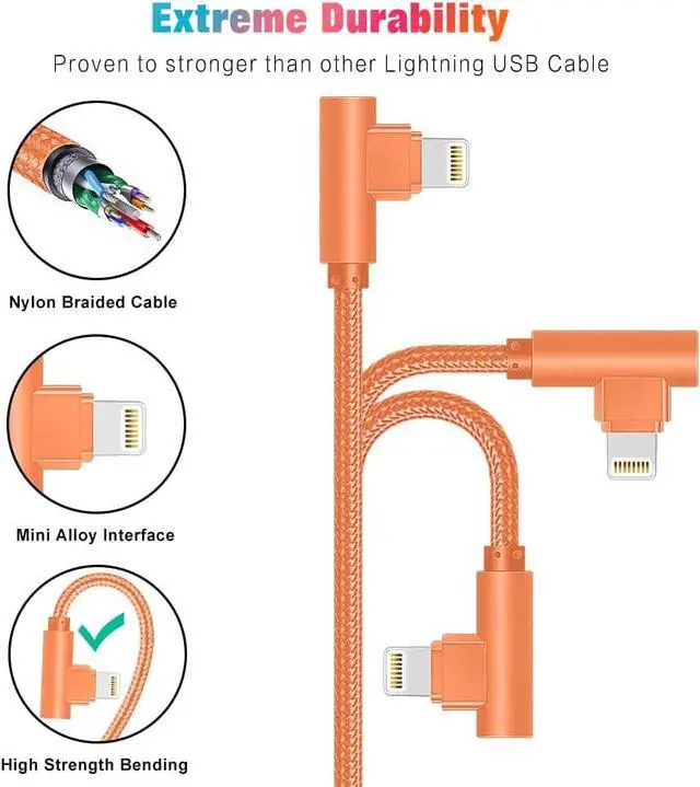 Alt view image 5 of 7 - iPhone Charger 3 Pack 10FT 90 Degree Charging Cable MFi Certified USB Lightning Cable Nylon Braided Fast Charging Cord Compatible for iPhone 14/13/12/11/X/Max/8/7/6/6S/5/5S/SE/Plus/iPad (10FT)