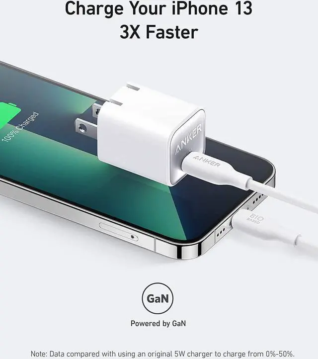 Alt view image 3 of 7 - Anker USB-C to Lightning Cable, 541 Cable (6ft), MFi Certified, Bio-Based Fast Charging Cable & Anker USB C GaN Charger 30W, 511 Charger (Nano 3), PIQ 3.0 Foldable PPS Fast Charger(Aurora White)