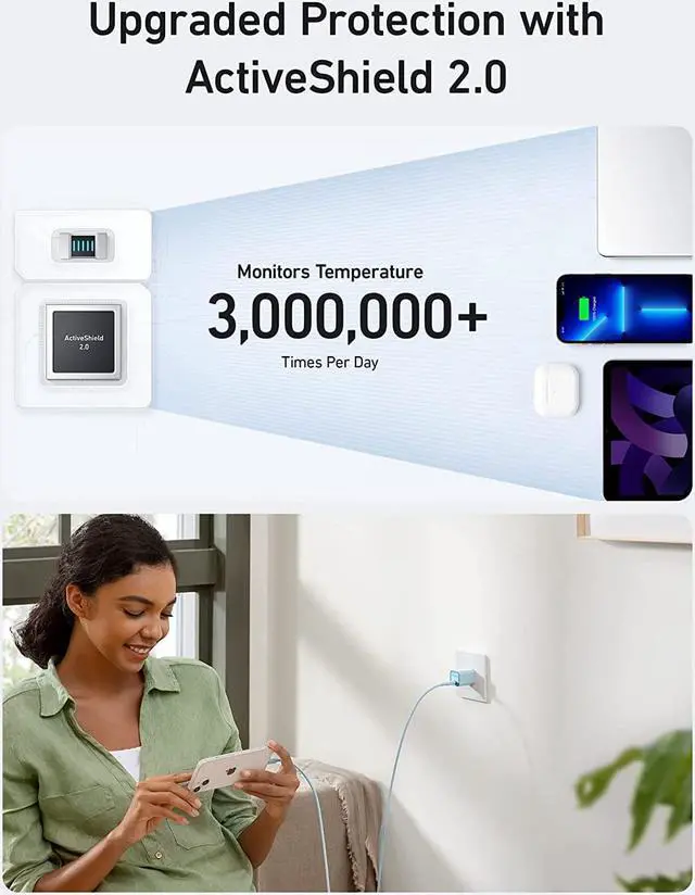 Alt view image 5 of 7 - Anker USB-C to Lightning Cable, 541 Cable (6ft), MFi Certified, Bio-Based Fast Charging Cable & Anker USB C GaN Charger 30W, 511 Charger (Nano 3), PIQ 3.0 Foldable PPS Fast Charger(Aurora White)