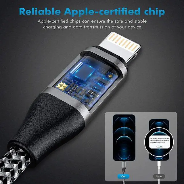 Alt view image 2 of 7 - iPhone USB C to Lightning Cable 2 Pack 10ft MFi 20W iPhone Fast Charger Nylon Braided Extra Long Cord Compatible with iPhone 14/13/12/12 Pro Max/12 Pro/11/11 Pro/X/XS/XR/XS Max/8/8 Plus/SE