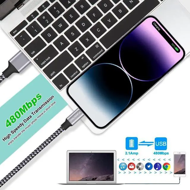 Alt view image 6 of 7 - iPhone Charger [MFi Certified] 3Pack 6FT Nylon Braided Lightning Cable Fast Charging High Speed Data Sync USB Cord Compatible with iPhone 14 13 12 11 Pro Max XS XR X 8 7 6S 6 Plus SE