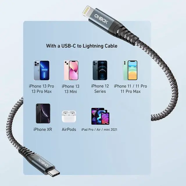 Alt view image 6 of 7 - USB-C to Lightning Cable 3FT 3Pack iPhone Charger Fast Charging Braided Type C Charging Cord Compatible with iPhone 14 13 13 Pro Max 12 12 Pro Max 11 XS XR X 8 iPad