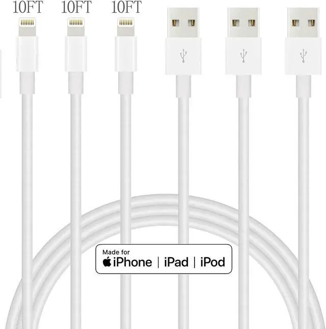 Alt view image 2 of 7 - iPhone Charger Lightning Cable 10FT 3Pack Premium USB Charging Cord Apple MFi Certified for iPhone Charger iPhone 14 13 12 11 SE Xs XS Max XR X 8 Plus 7 6 Plus
