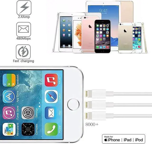 Alt view image 7 of 7 - iPhone Charger Lightning Cable 10FT 3Pack Premium USB Charging Cord Apple MFi Certified for iPhone Charger iPhone 14 13 12 11 SE Xs XS Max XR X 8 Plus 7 6 Plus