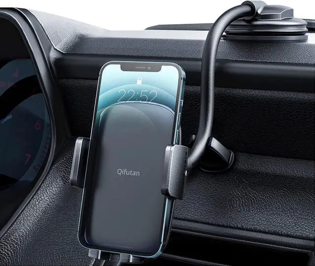 Main image of Cell Phone Holder for Car Phone Mount Long Arm Dashboard Windshield Car Phone Holder Anti-Shake Stabilizer Phone Car Holder Compatible with All Phone Android Smartphone Black