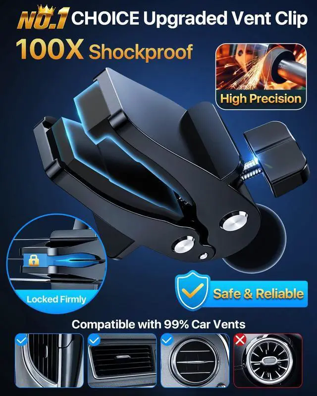 Alt view image 5 of 7 - YRU [2025 Upgrade Extreme Strong Suction] Car Phone Holder Mount,[Bumpy Road Stable] Dashboard Cell Phone Holder for Car Vent Windshield Phone Stand for iPhone 16 15 14 13 Pro Max Samsung Truck, Grey