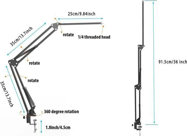 Alt view image 2 of 6 - Long Overhead Tripod Mount for iPhone Webcam Ring Light, Gooseneck Desk Phone Arm Holder for Over Head Video Recording Filming Live Streaming, Webcam Tripod Stand with Articulating Arm