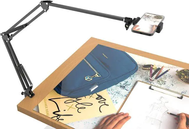 Alt view image 5 of 6 - Long Overhead Tripod Mount for iPhone Webcam Ring Light, Gooseneck Desk Phone Arm Holder for Over Head Video Recording Filming Live Streaming, Webcam Tripod Stand with Articulating Arm