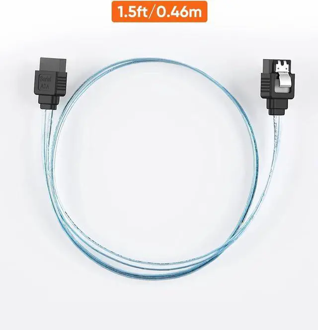 Alt view image 7 of 7 - CableCreation SATA III Cable, [5-Pack] 8-Inch/0.6FT SATA III 6.0 Gbps 7pin Female to Downward Right Angle Female Data Cable with Locking Latch, Support for 2.5'' SSD,3.5''HDD Drive, Red