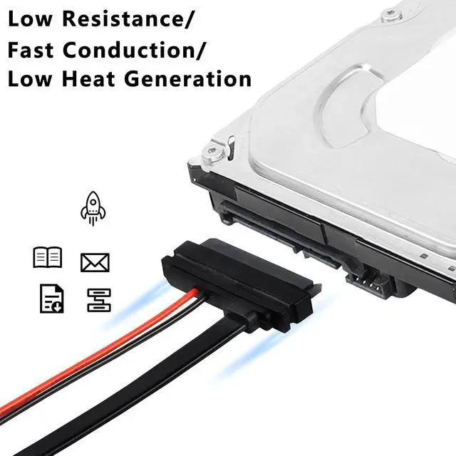Alt view image 4 of 7 - Slimline SATA 13 to 22 Pin Adapter, 2.5" HDD/SSD/Laptop CD-ROM Connector - 2PCS 30cm