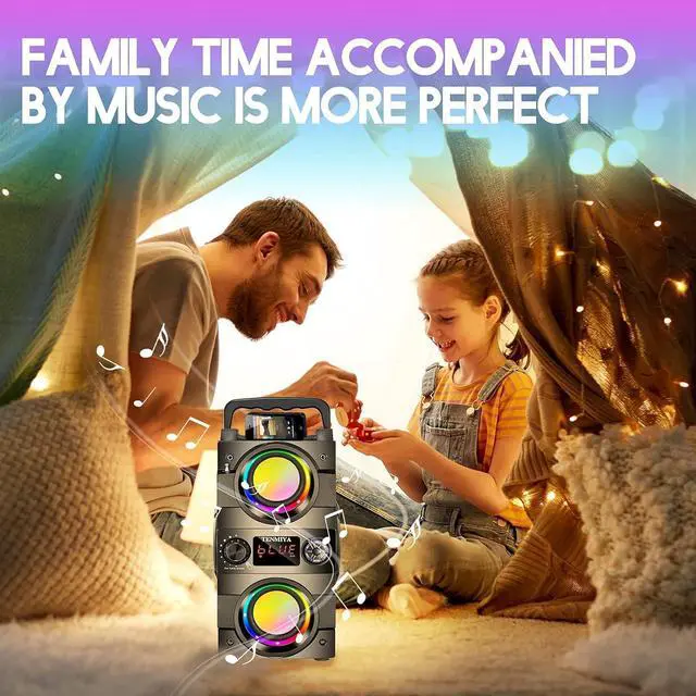 Alt view image 4 of 7 - 40W(60W Peak) Portable Bluetooth Speakers with Subwoofer Wireless Stereo Rich Bass Boombox with LED Lights Outdoor Home Party Speakers Support FM Radio Remote Control AUX EQ