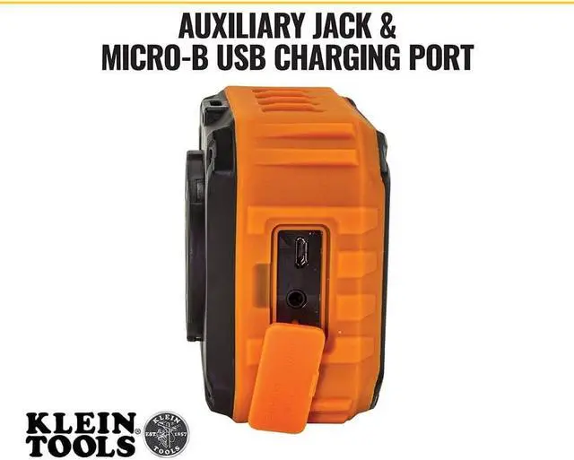 Alt view image 3 of 7 - Klein Tools AEPJS1 Bluetooth Speaker, Wireless Portable Jobsite Speaker Plays Audio and Answers Calls Hands Free, IPX5, Worksite Ready