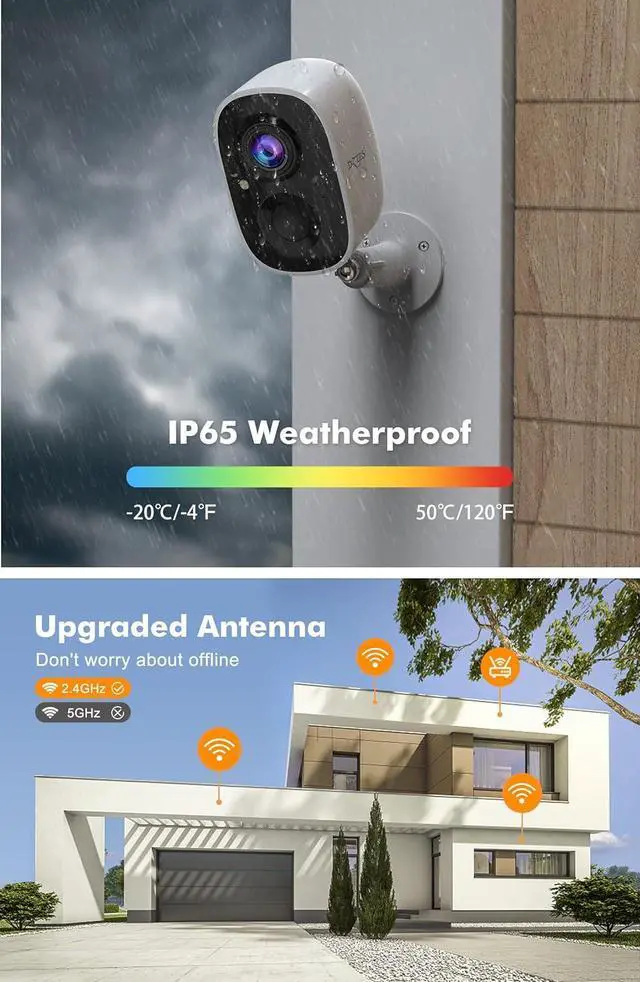 Alt view image 4 of 6 - Dzees Outdoor Camera Wireless, Battery Powered WiFi Surveillance Camera for Home Security System with Siren Alarm & Spotlight, Motion Detection, Color Night Vision, IP65 Waterproof Cloud/SD-2-Pack