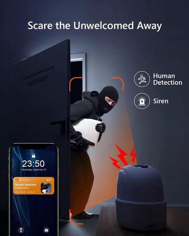 Alt view image 6 of 7 - Imou 2K WiFi Security Camera Indoor Pet Dog Baby Camera with AI Human/Motion/Sound Detection, 360° Wireless IP Home Security Camera, Smart Tracking, Siren, Night Vision, 2-Way Audio, Works with Alexa