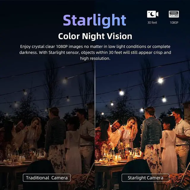 Alt view image 2 of 7 - Security Cameras Wireless Outdoor, Battery Powered Starlight Color Night Vision Weatherproof, Surveillance WiFi Home Camera Outside, AI Motion Detection, Compatible with Alexa