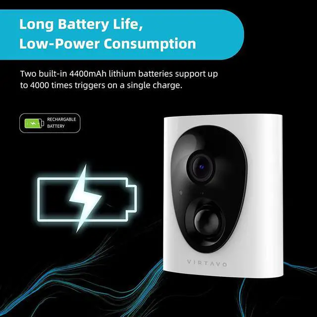 Alt view image 3 of 7 - Security Cameras Wireless Outdoor, Battery Powered Starlight Color Night Vision Weatherproof, Surveillance WiFi Home Camera Outside, AI Motion Detection, Compatible with Alexa