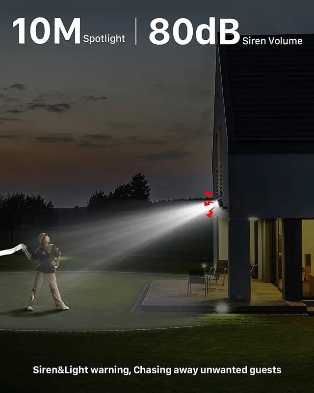Alt view image 3 of 7 - Security Cameras Wireless Outdoor: Cameras for Home Security WiFi Camera with Solar Panel Battery Powered Surveillance System Kit Motion Sensor Alarm Floodlight Night Vision IP66 Waterproof