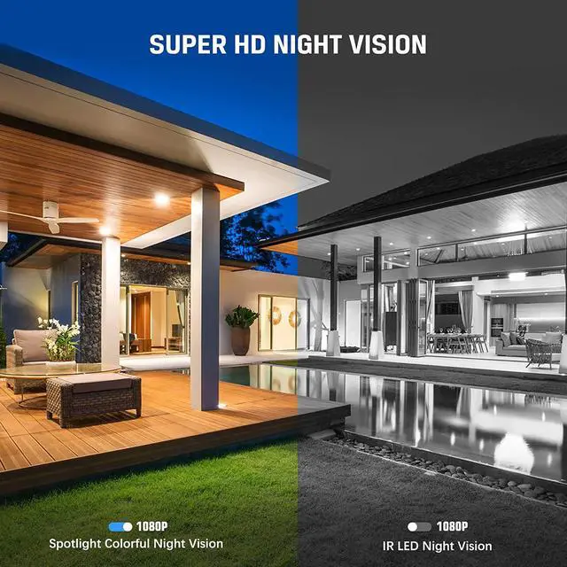 Alt view image 4 of 6 - Xega 4 Pack Security Camera Wireless Outdoor 2K 360° PTZ Camera Solar Security Cameras 2.4G WiFi Video Surveillance w/Spotlight & Siren, Color Night Vision, AI Motion Detection, 2-Way Talk, IP66