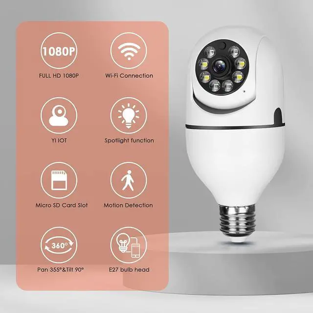 Alt view image 5 of 7 - Gadpiparty 360 Degree Security Cameras Wireless Outdoor, 2.4GHz& 5GHz Wifi Light Bulb Camera, 1080p for Home Security, Indoor Camera System, Motion Detection, Two-way Audio (2Pack), 2 Count (Pack of