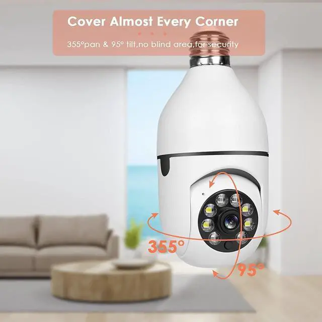 Alt view image 2 of 7 - Gadpiparty 360 Degree Security Cameras Wireless Outdoor, 2.4GHz& 5GHz Wifi Light Bulb Camera, 1080p for Home Security, Indoor Camera System, Motion Detection, Two-way Audio (2Pack), 2 Count (Pack of