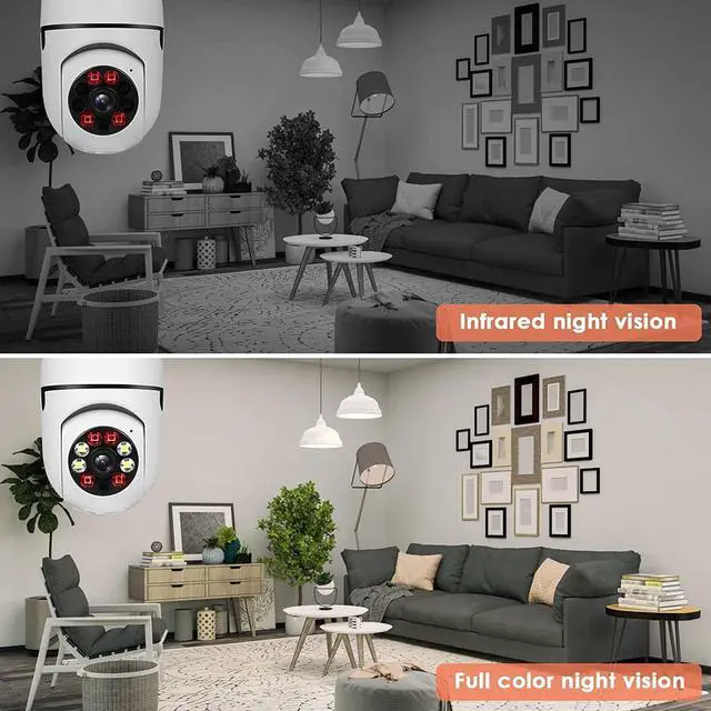 Alt view image 4 of 7 - Gadpiparty 360 Degree Security Cameras Wireless Outdoor, 2.4GHz& 5GHz Wifi Light Bulb Camera, 1080p for Home Security, Indoor Camera System, Motion Detection, Two-way Audio (2Pack), 2 Count (Pack of