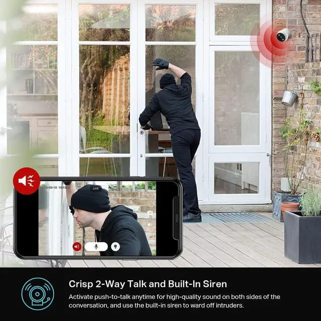 Alt view image 6 of 7 - Kasa Smart 2K QHD Security Camera Outdoor Wired, IP65, Starlight Sensor & 98Ft Night Vision, Motion/Person Detection, 2 Way Audio w/Siren, Cloud/SD Card Storage, Alexa &Google Home Compatible(KC420WS)