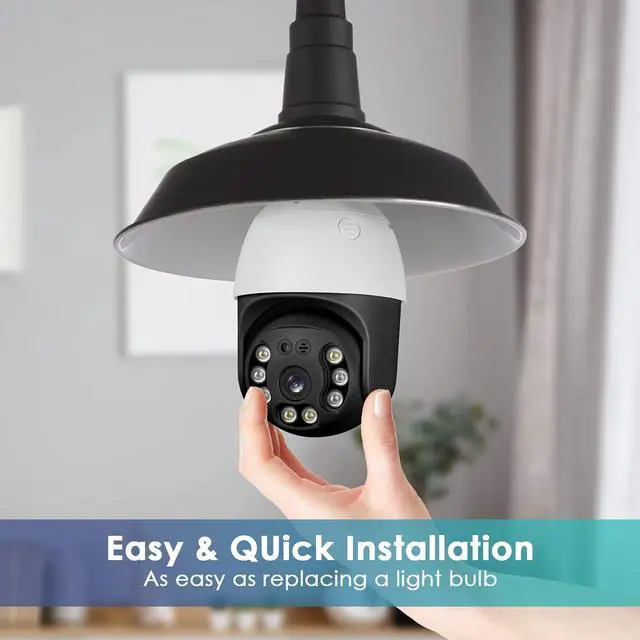 Alt view image 3 of 7 - 3MP Light Bulb Camera,Security camera for home surveillance,Spotlight E27 360 Degree Panoramic,Wireless Security home IP Camera,WiFi Motion Detection and Alarm,Two-Way Audio,color Night Vision