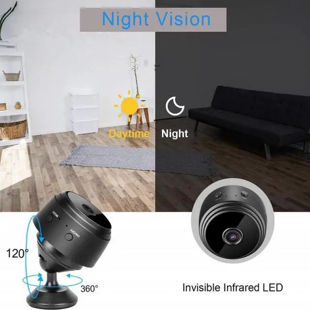 Alt view image 5 of 7 - Wireless Mini WiFi Hidden Camera, Upgraded HD 1080P Portable Home Security Cameras with Night Vision, Monitor Detection Tiny Cameras for Indoor/Outdoor(Not Included SD Card)