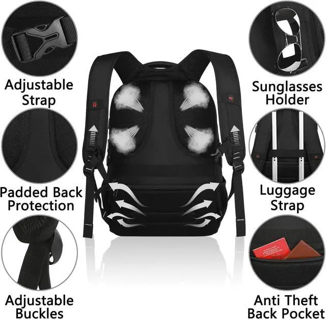 Alt view image 6 of 7 - VECKUSON Lunch Bag Backpack, Insulated Cooler Lunch Box Backpack, Extra Large Travel Laptop Backpack TSA Friendly RFID Computer College bag with USB Port for Women Men Fits 17.3 Inch Laptop