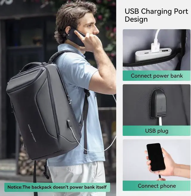 Alt view image 3 of 6 - MARK RYDEN Business Backpack for Men, Waterproof High Tech Backpack with Sport Car Shape Design and USB Charging Port, Travel Laptop Backpack Fits 17.3 Inch Notebook