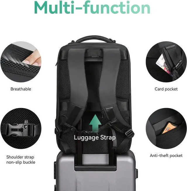 Alt view image 4 of 6 - MARK RYDEN Business Backpack for Men, Waterproof High Tech Backpack with Sport Car Shape Design and USB Charging Port, Travel Laptop Backpack Fits 17.3 Inch Notebook