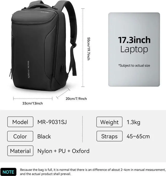 Alt view image 6 of 6 - MARK RYDEN Business Backpack for Men, Waterproof High Tech Backpack with Sport Car Shape Design and USB Charging Port, Travel Laptop Backpack Fits 17.3 Inch Notebook