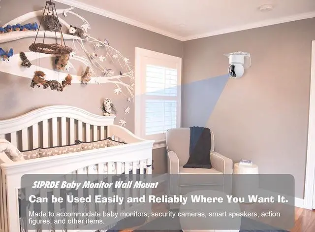 Alt view image 3 of 7 - SIPRDE Acrylic Small Wall Shelf Set of 3 for Security Cameras, Speakers, Baby Monitors & More - 4'' Universal Adhesive Shelf Easy to Install No Drill, with Cable Clips (Clear)